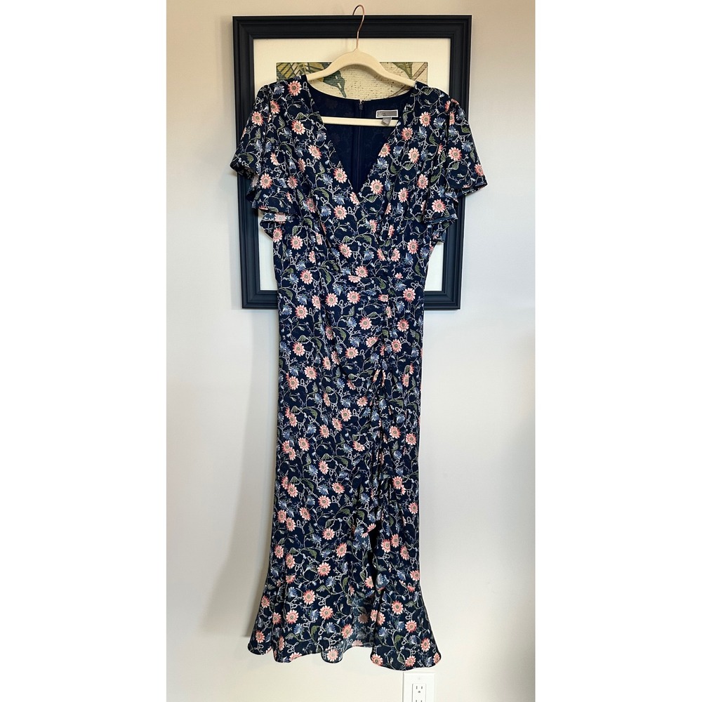 Chelsea28 Floral Maxi Dress XS Navy Blue Floral Like New